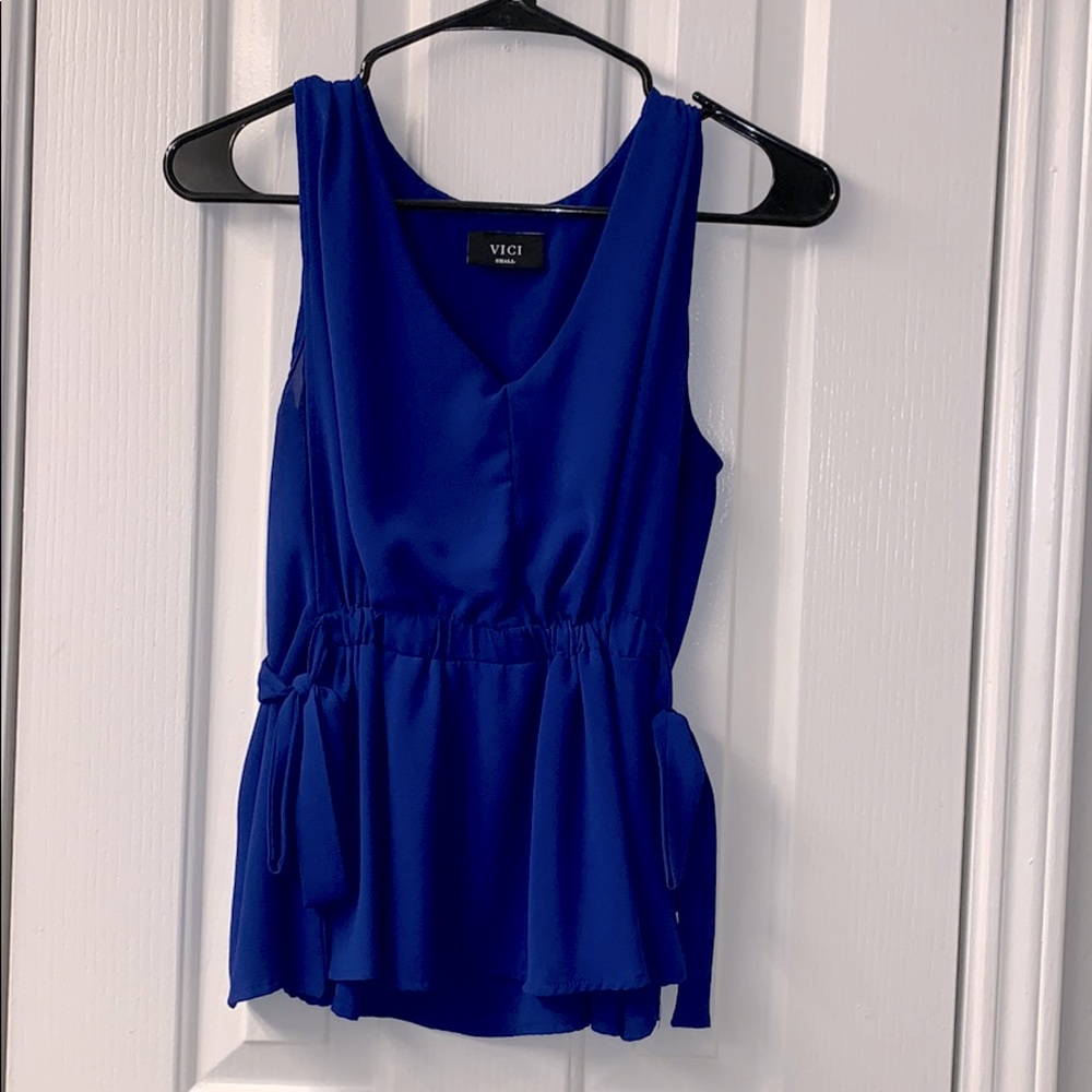 VICI Devotion Peplum Tie Tank - Royal Blue